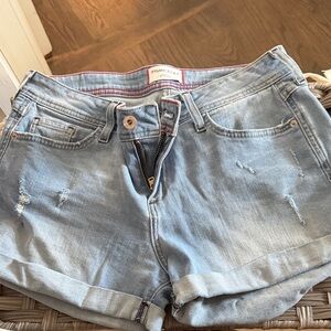 Francesca's Light Blue Rolled Cuff Denim Shorts